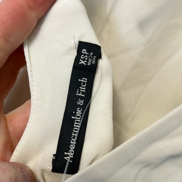 NWT Abercrombie & Fitch Shell Cream Backless Draped Ruched Slit Dress - Picture 6 of 12